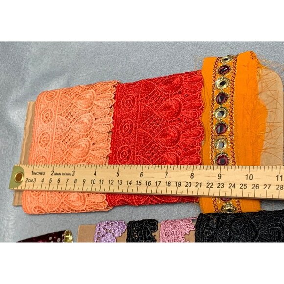 24 yds 15" Assorted Lace & Trim Fabric Bundle - Various Colors & Patterns - Picture 9 of 16